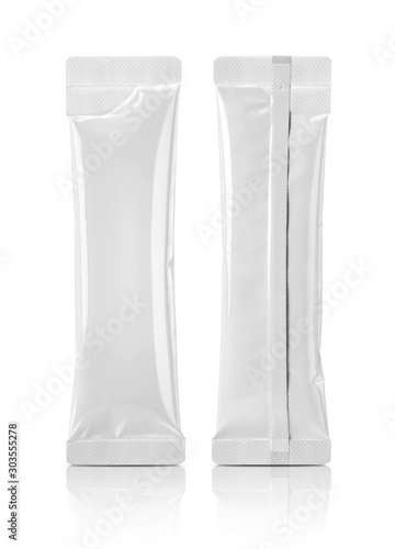 white aluminum foil sachet for instant coffee product design mock-up