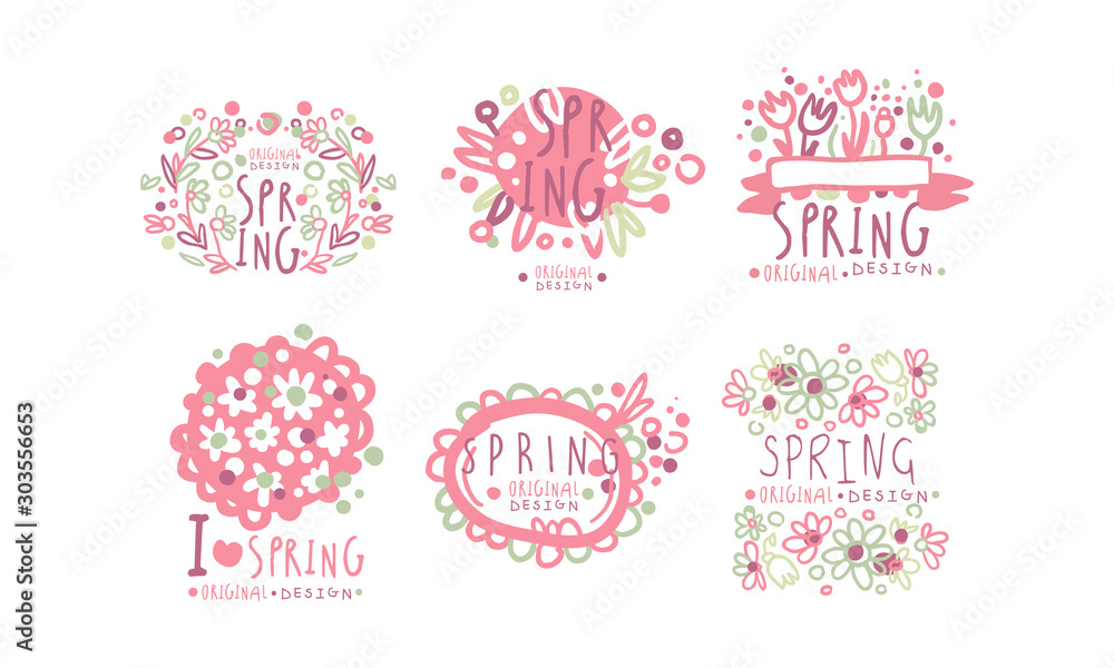 Tender Spring Labels and Logos with Original Design Concept Vector Set Tender Spring Labels and Logos with Original Design Concept Vector Set