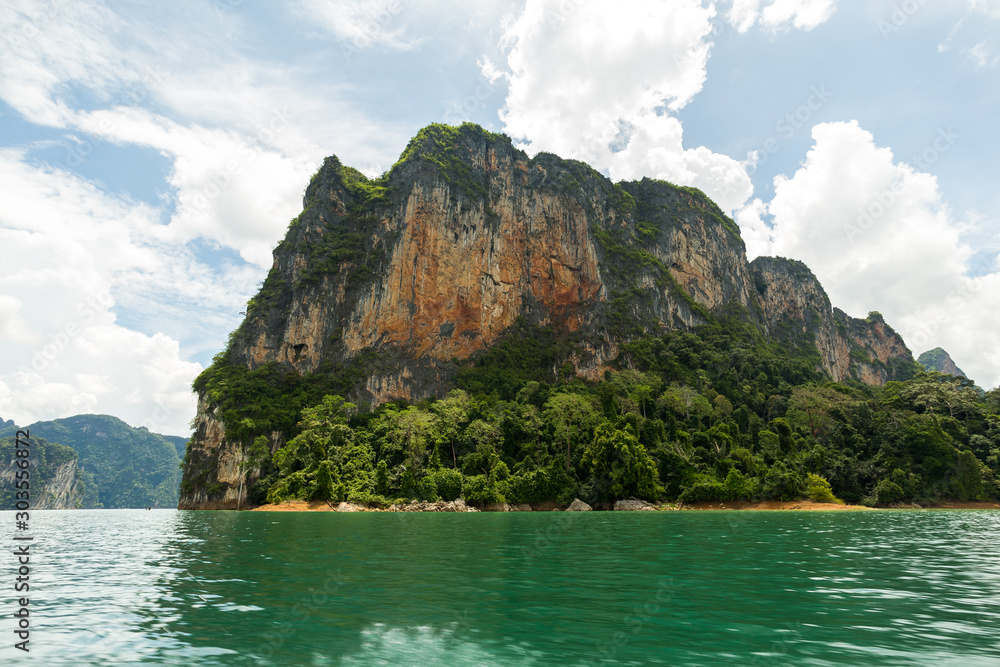 Karst mountains of lake Cheo Lan in Thailand Karst mountains of lake Cheo Lan in Thailand