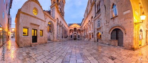 Panoramic view of Peristyle, central square within Diocletian Palace in Old Town of Split, the second largest city of Croatia in the morning photo