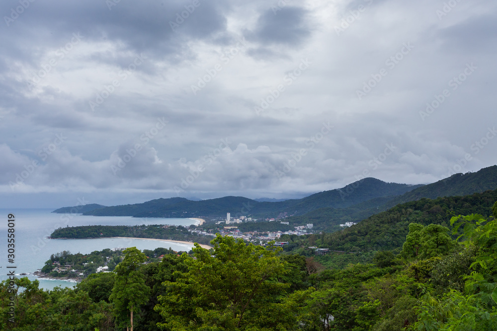 Phuket beaches, coves in cloudy weather