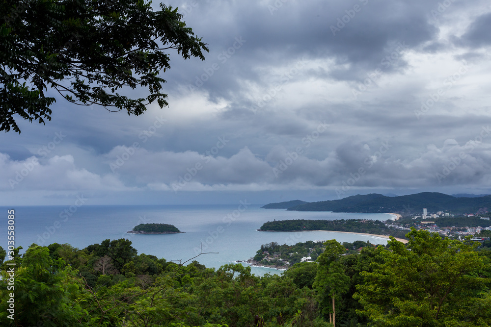Phuket beaches, coves in cloudy weather Phuket beaches, coves in cloudy weather
