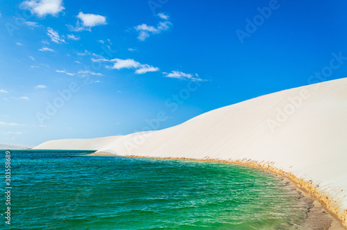 Beautiful natural pool among dunes in Brazil