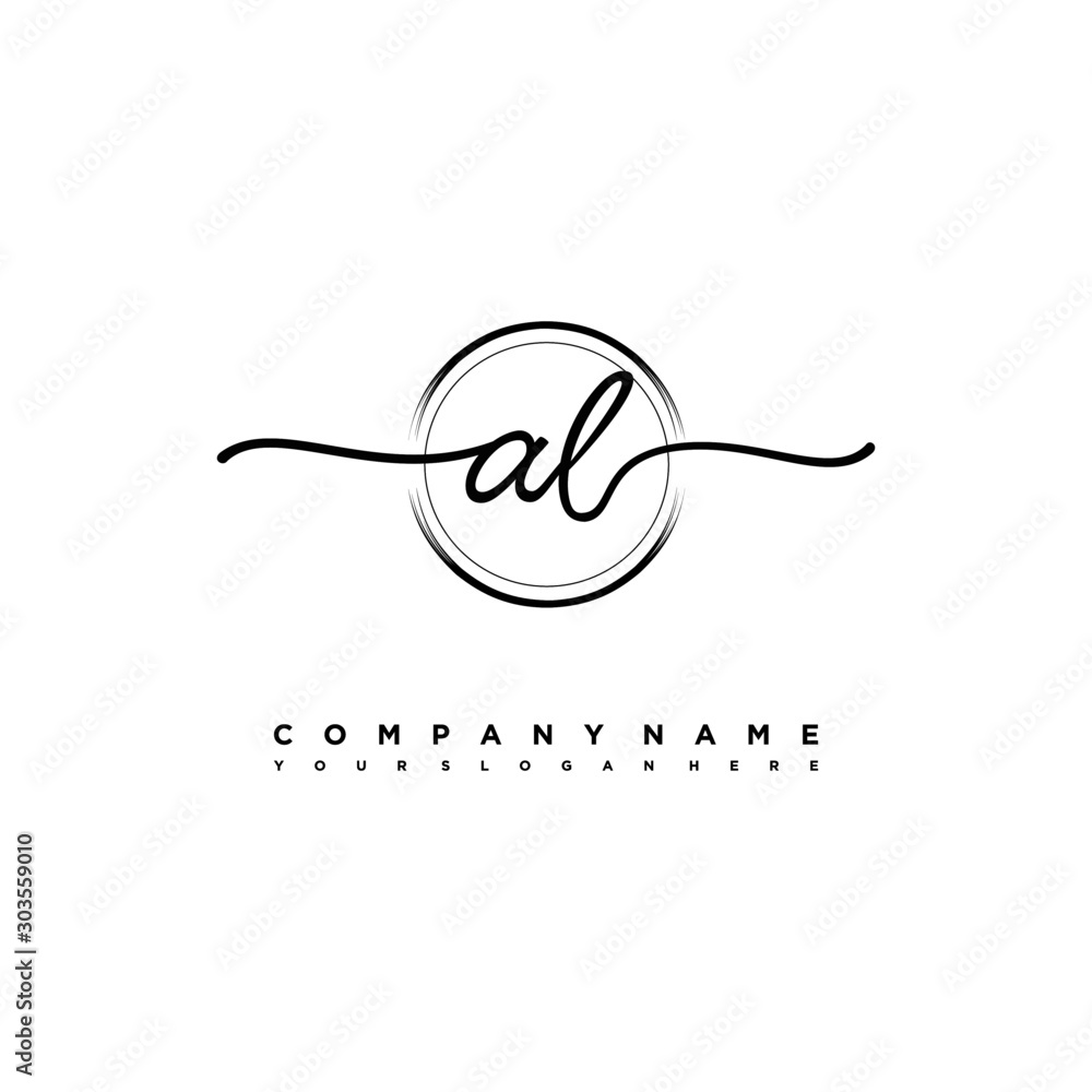 AL Initial handwriting logo design with brush circle lines black color. handwritten logo for fashion, team, wedding, luxury logo. AL Initial handwriting logo design with brush circle lines black color. handwritten logo for fashion, team, wedding, luxury logo.