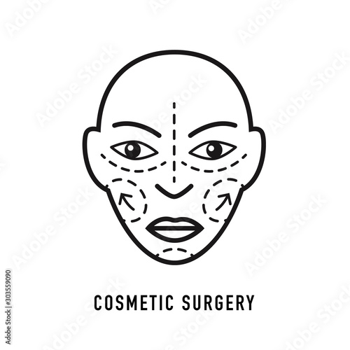 Cosmetic surgery line icon. Vector Face icon