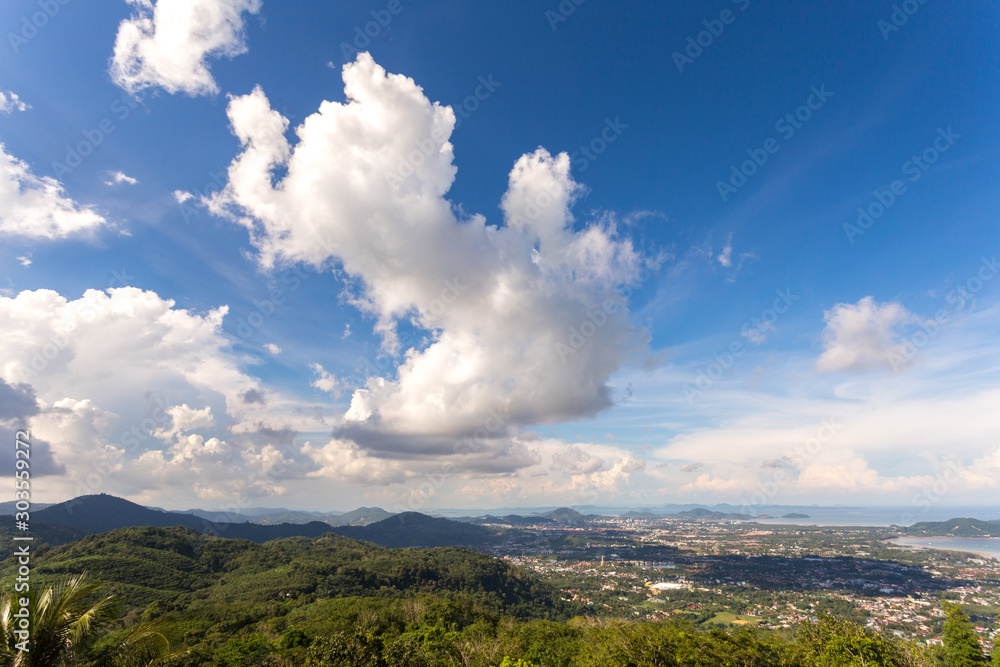 Phuket town view from the mountain