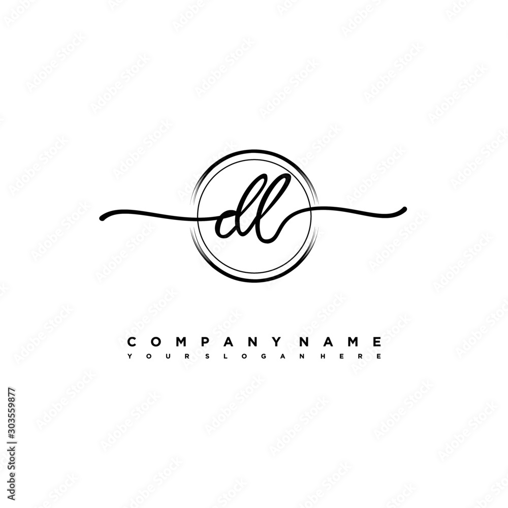 DL Initial handwriting logo design with brush circle lines black color. handwritten logo for fashion, team, wedding, luxury logo. DL Initial handwriting logo design with brush circle lines black color. handwritten logo for fashion, team, wedding, luxury logo.