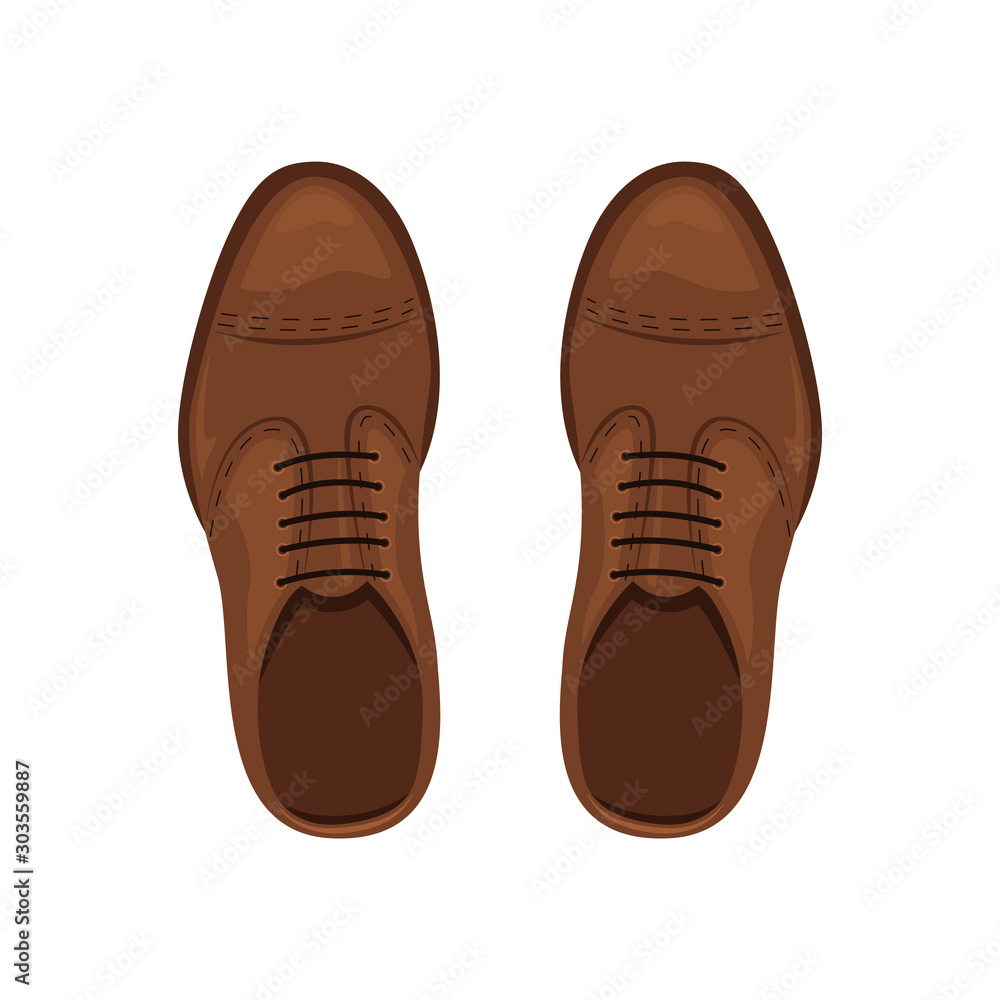 Men's brown leather shoes. The view from the top. Vector illustration. Men's brown leather shoes. The view from the top. Vector illustration.