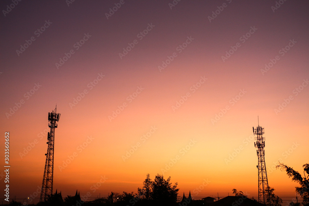 electrical tower at sunset electrical tower at sunset