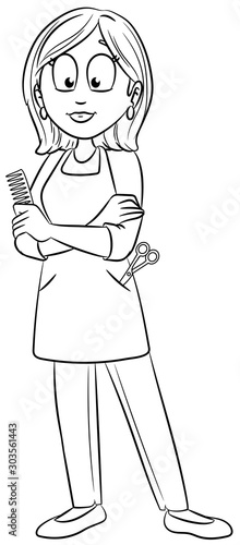 Freundliche Friseurin - Vektor-Illustration