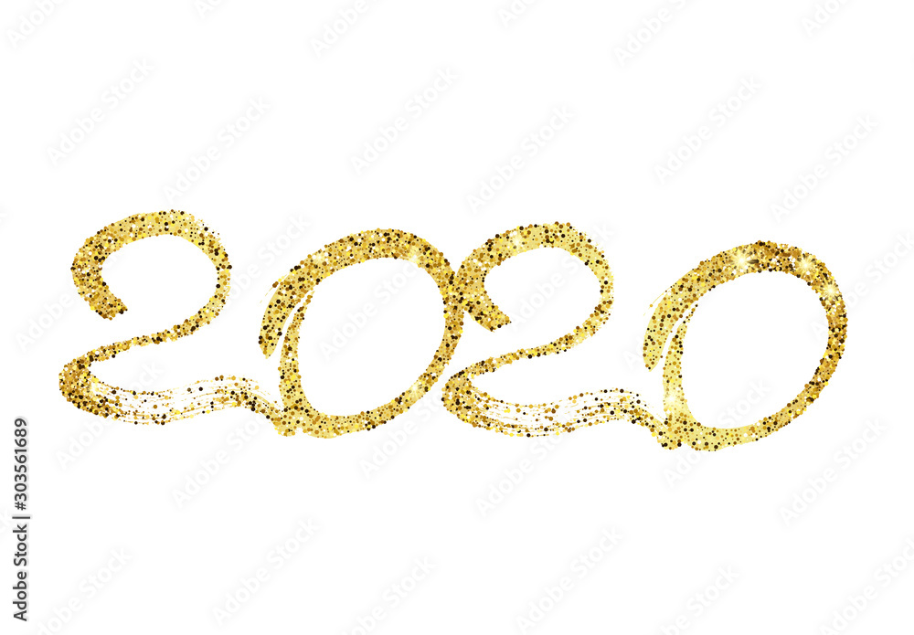 2020 gold glitter lettering and hand drawn numbers 2020 gold glitter lettering and hand drawn numbers