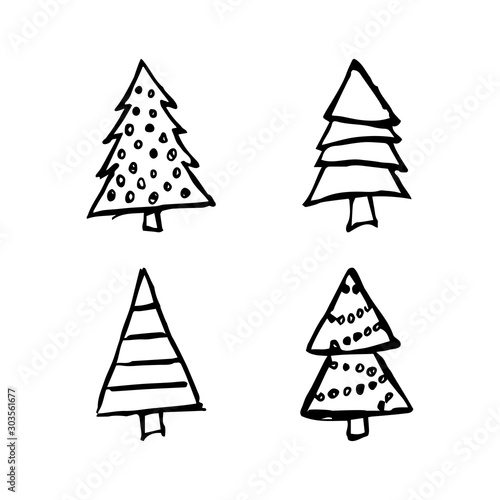 Hand drawn Christmas trees