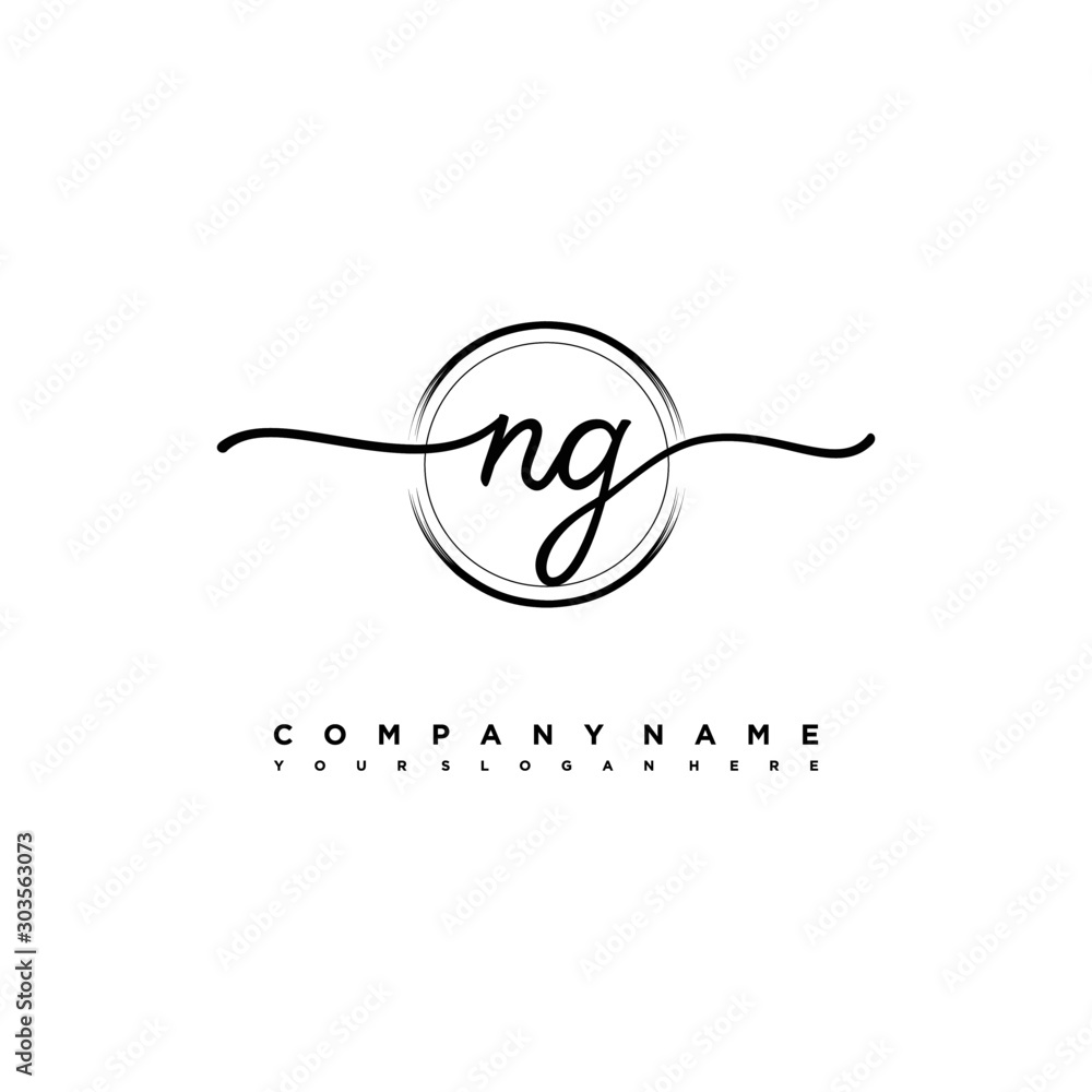 NG Initial handwriting logo design with brush circle lines black color. handwritten logo for fashion, team, wedding, luxury logo. NG Initial handwriting logo design with brush circle lines black color. handwritten logo for fashion, team, wedding, luxury logo.