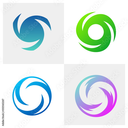 Set of Turbine Circle Logo Design Concept Vector. Vortex Logo Template. Icon Symbol. Illustration