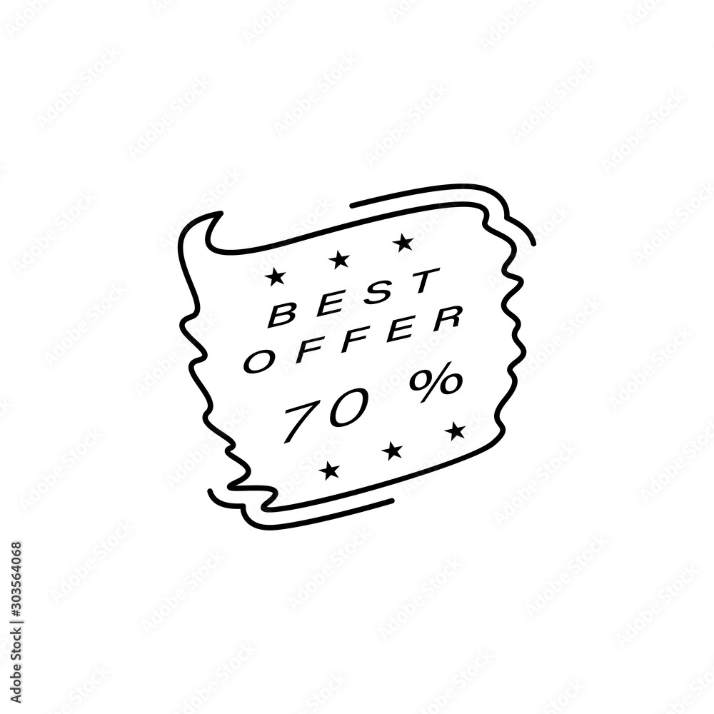 Sticker, 70% icon. Simple line, outline vector of black friday icons for ui and ux, website or mobile application Sticker, 70% icon. Simple line, outline vector of black friday icons for ui and ux, website or mobile application