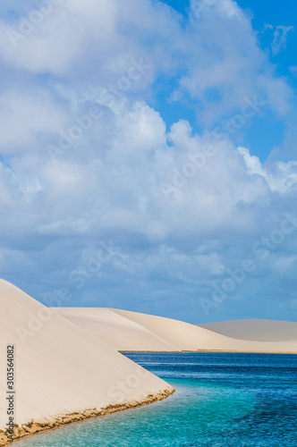 Transparent blue water of brazilian oasis shore