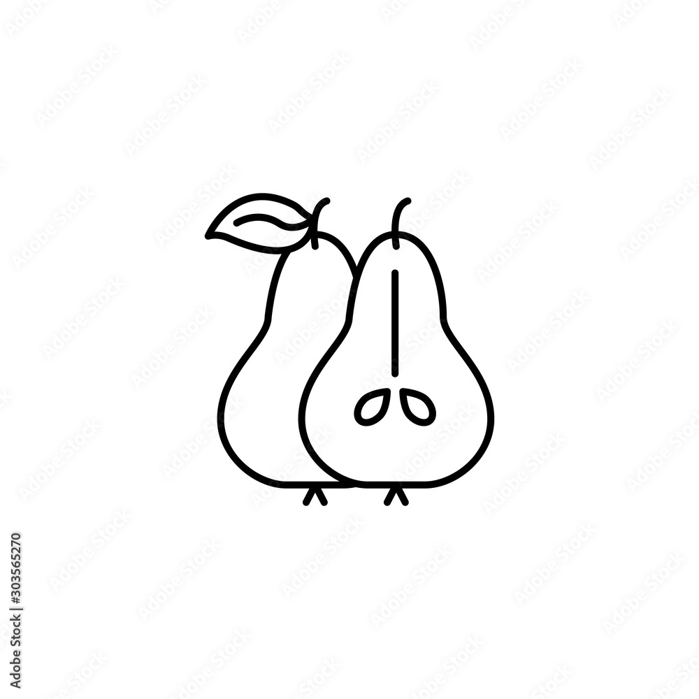 Pear fruit icon. Simple line, outline vector of organic food icons for ui and ux, website or mobile application Pear fruit icon. Simple line, outline vector of organic food icons for ui and ux, website or mobile application