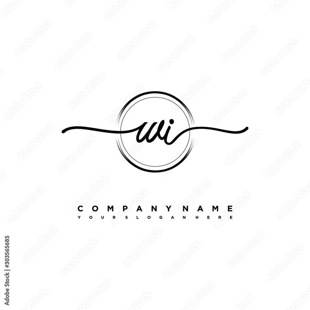 WI Initial handwriting logo design with brush circle lines black color. handwritten logo for fashion, team, wedding, luxury logo. WI Initial handwriting logo design with brush circle lines black color. handwritten logo for fashion, team, wedding, luxury logo.