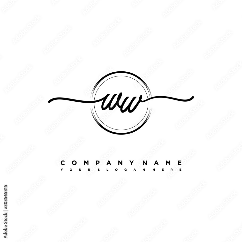 WW Initial handwriting logo design with brush circle lines black color. handwritten logo for fashion, team, wedding, luxury logo. WW Initial handwriting logo design with brush circle lines black color. handwritten logo for fashion, team, wedding, luxury logo.