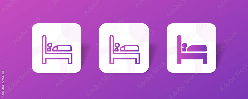 bedroom round icon in smooth gradient background button