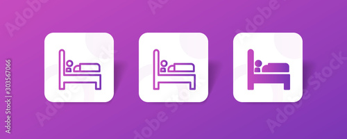 bedroom round icon in smooth gradient background button