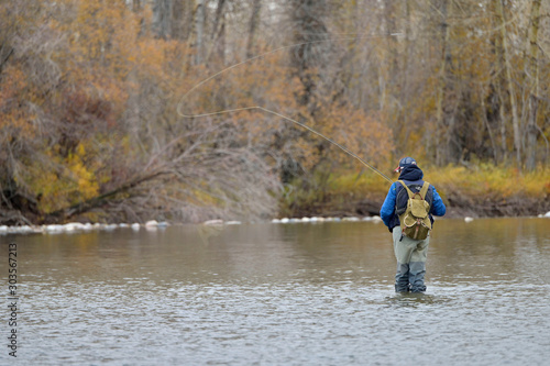 River fly fisherman in Montana