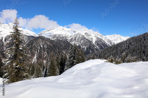Winterlandschaft in Vorarlberg. Österreich
