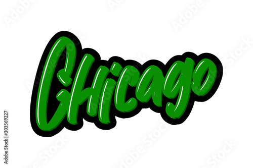 Chicago hand drawn modern brush lettering. Vector illustration logo text for webpage, print and advertising.