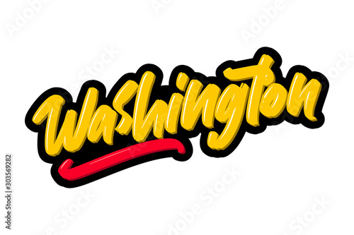 Washington hand drawn modern brush lettering. Vector illustration logo text for webpage, print and advertising.