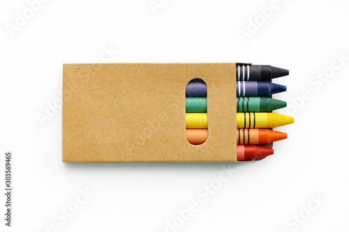 A small box of color pencils. Mock up photo