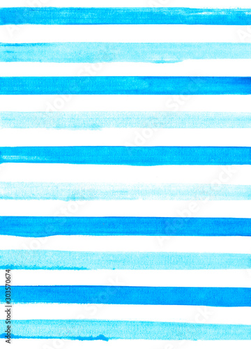 Abstract geometric background of watercolor blue stripes