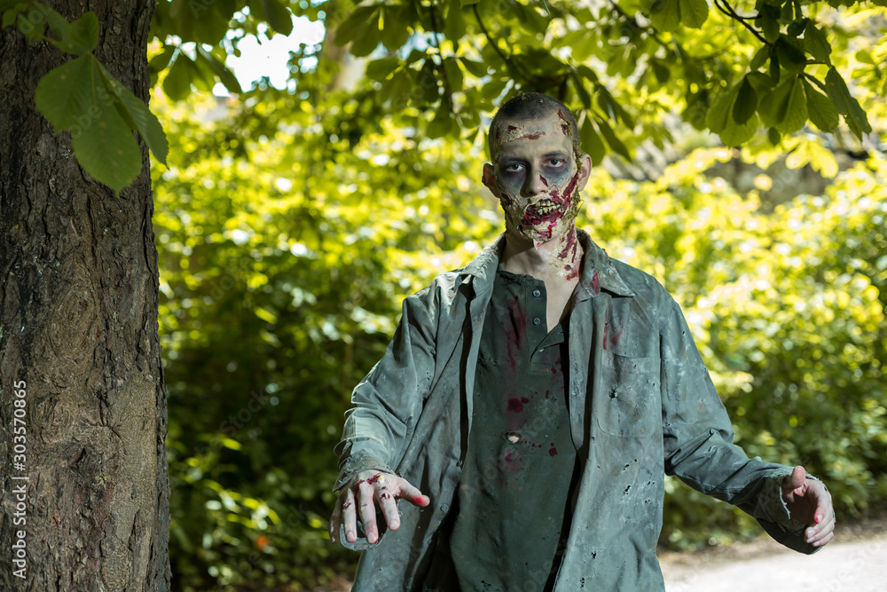 Zombies in the forest jaw out Zombies in the forest jaw out