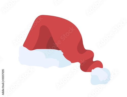 Festive santa claus cap flat vector illustration