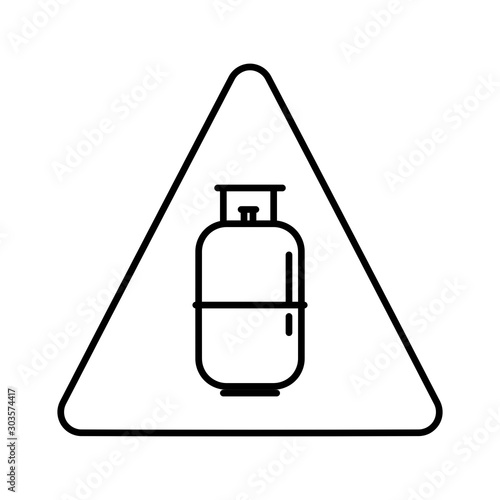 Domestic cooking gas cylinder icon. Outline thin line flat illustration. Isolated on white background. 