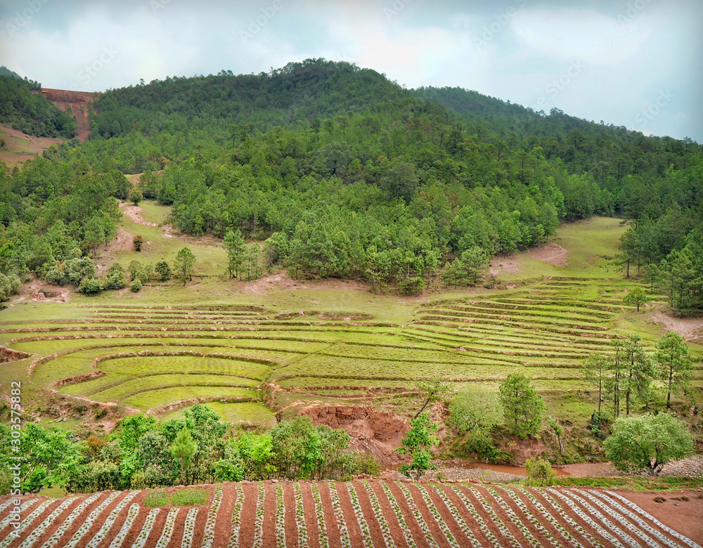 Rural landscape in Yunlong region, Yunnan province, China.
