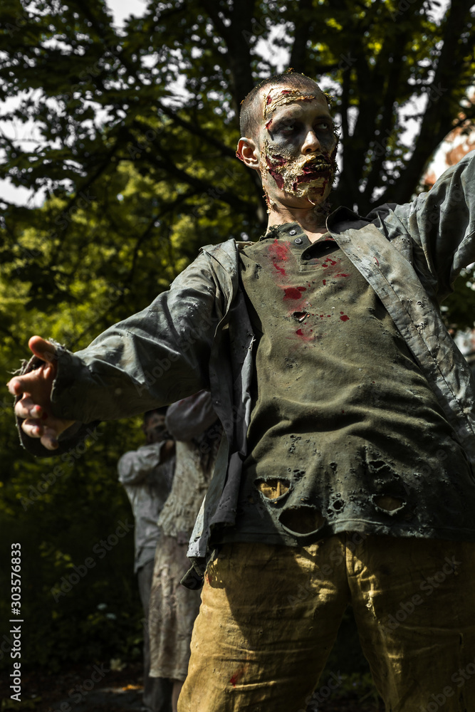 Walking dead, zombies in an abandoned place Walking dead, zombies in an abandoned place