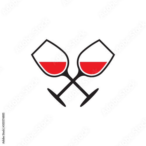 Red wine glasses icon vector