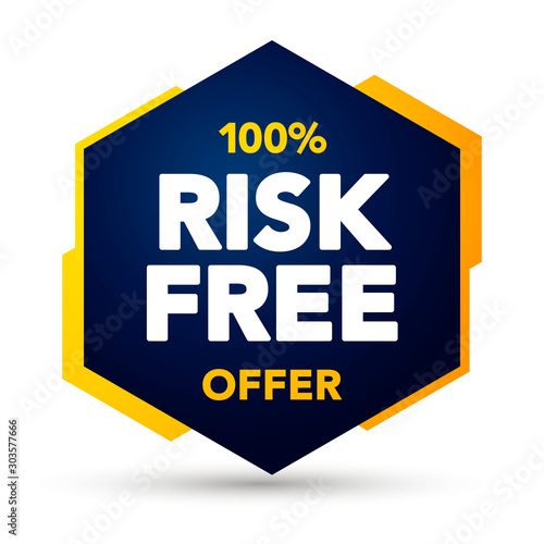 Vector Illustration 100 Percent Risk Free Offer Label. Modern Web Banner Element.