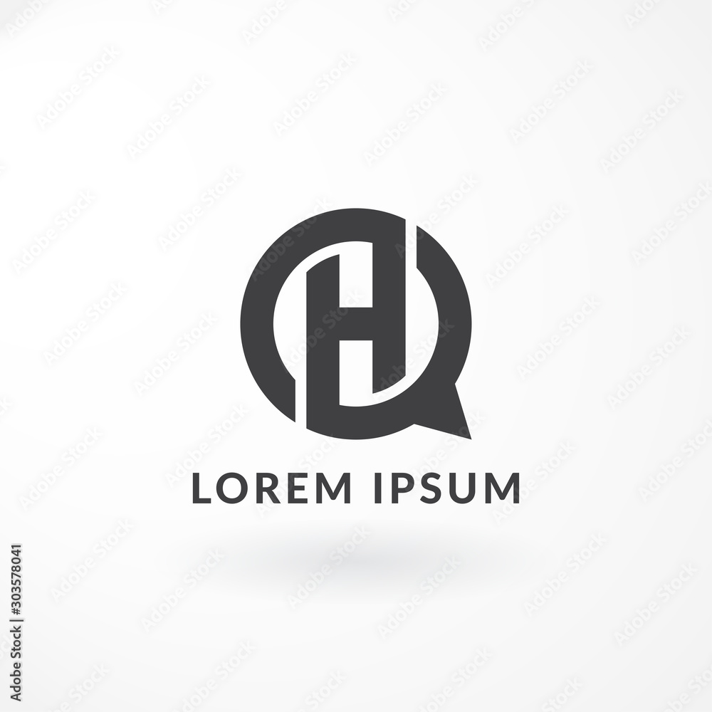 Logo Design with Combination Letter H and Messaging Black Color Logo Design with Combination Letter H and Messaging Black Color