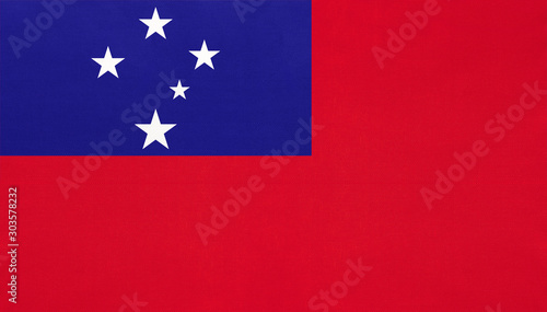 Independent State of Samoa national fabric flag, textile background. Free Download Independent State of Samoa national fabric flag, textile background. - GFXLoad