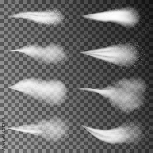 Airy water spray mist vector set.
