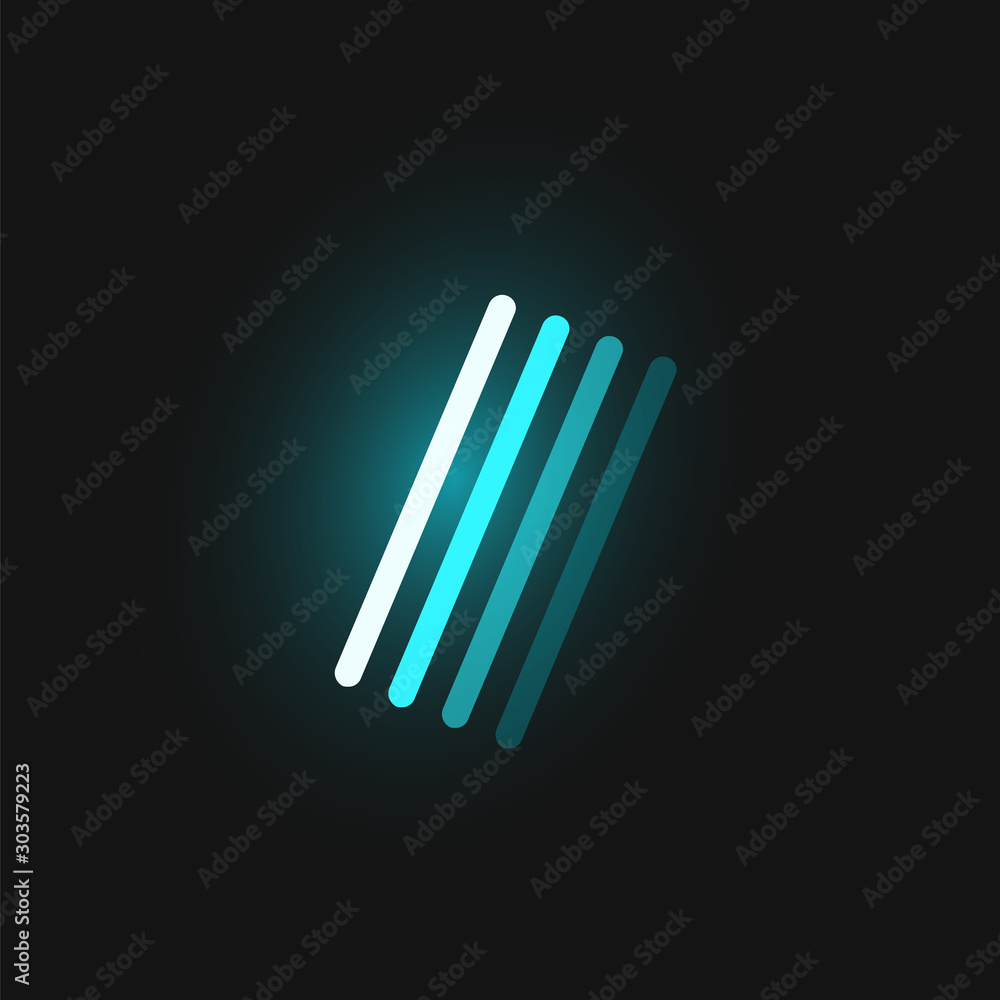 Blue neon character font on black background with reflections, vector illustration Blue neon character font on black background with reflections, vector illustration
