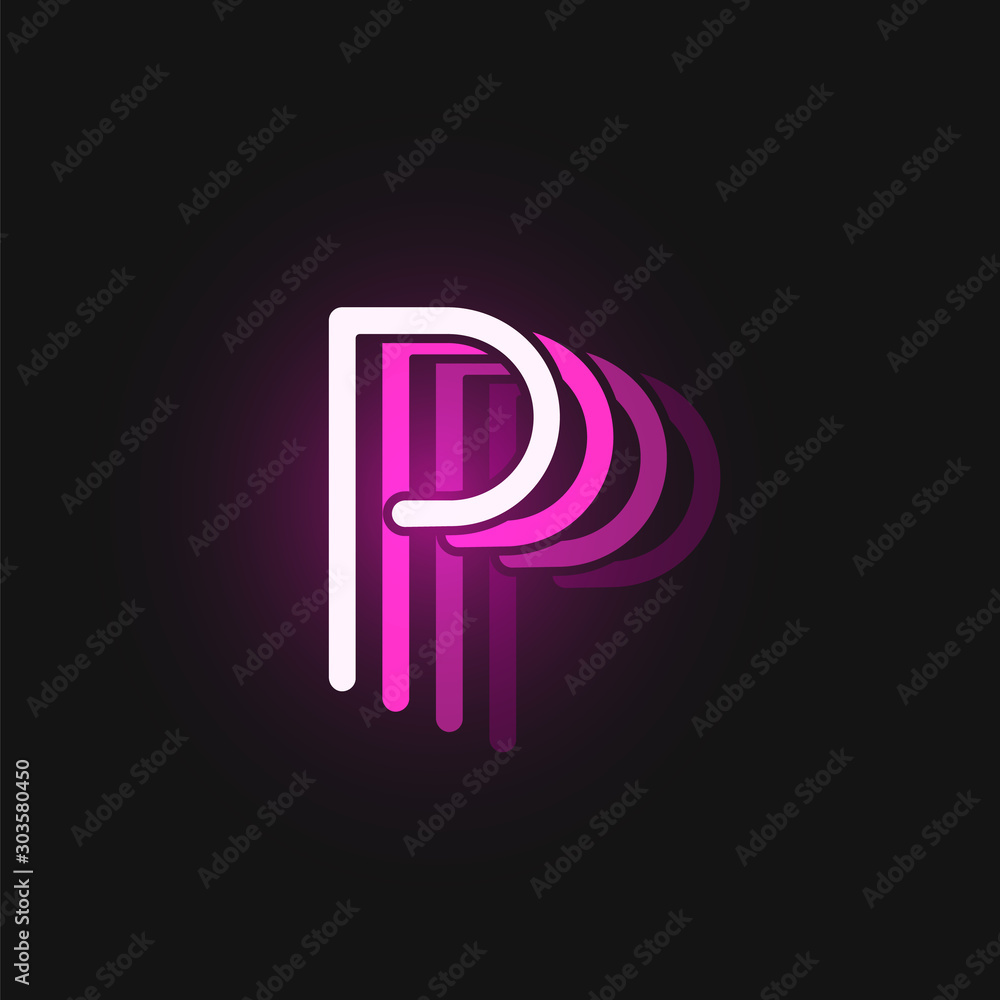 Pink neon character font on black background with reflections, vector illustration Pink neon character font on black background with reflections, vector illustration