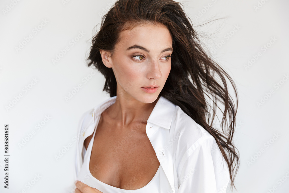 Εκτύπωση καμβά Attractive young slim girl posing in swimwear isolated