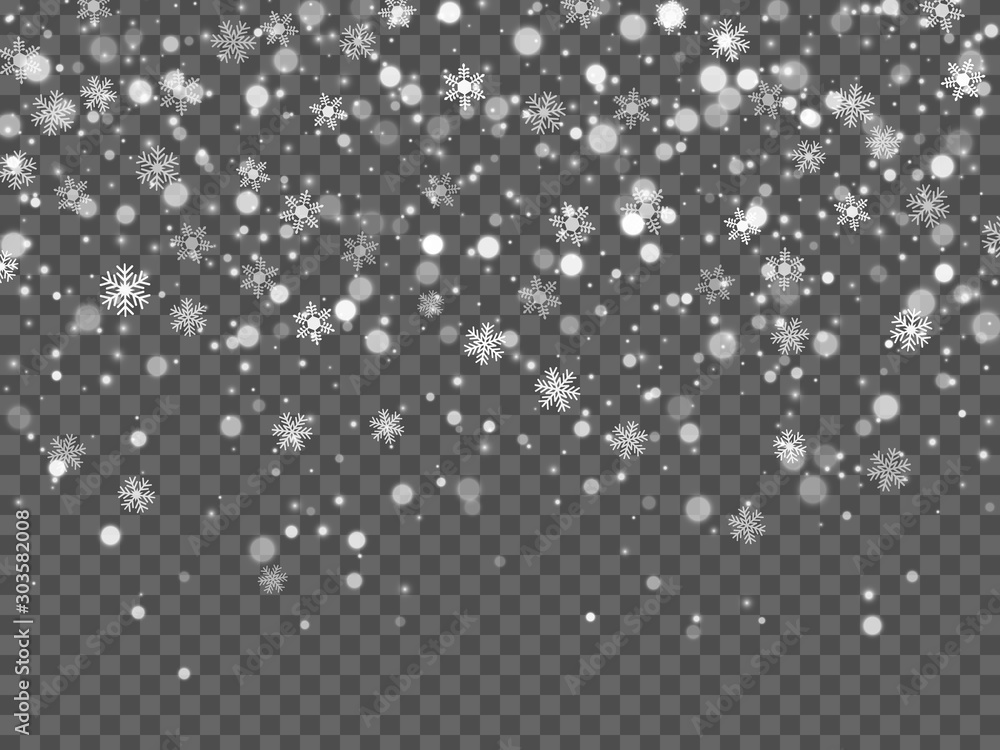 Falling snow, snowflakes. Christmas and New Year background. Vector illustration Falling snow, snowflakes. Christmas and New Year background. Vector illustration