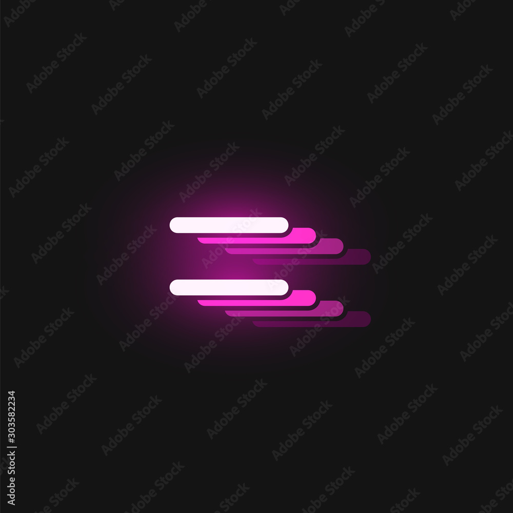 Pink neon character font on black background with reflections, vector illustration Pink neon character font on black background with reflections, vector illustration
