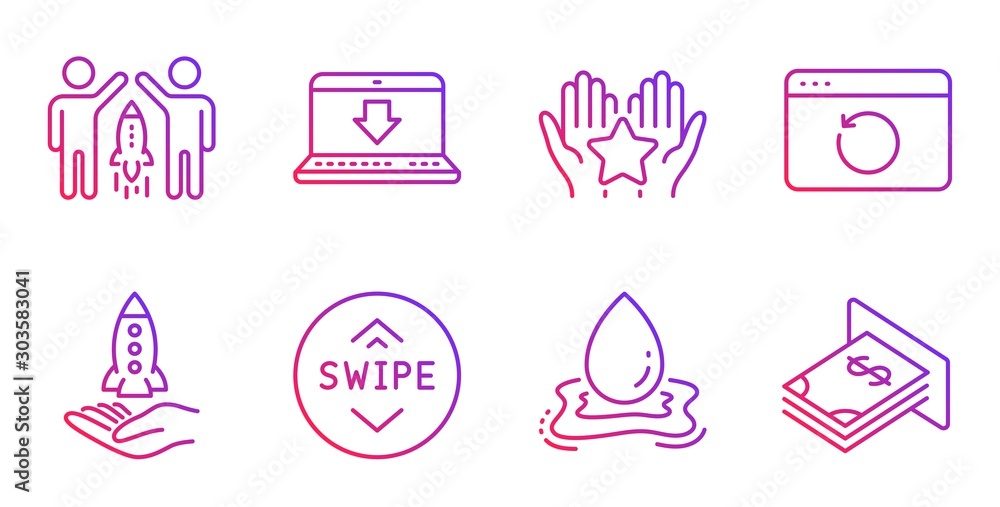 Ranking, Swipe up and Crowdfunding line icons set. Recovery internet, Partnership and Internet downloading signs. Water splash, Atm money symbols. Hold star, Scroll screen. Business set. Vector Ranking, Swipe up and Crowdfunding line icons set. Recovery internet, Partnership and Internet downloading signs. Water splash, Atm money symbols. Hold star, Scroll screen. Business set. Vector
