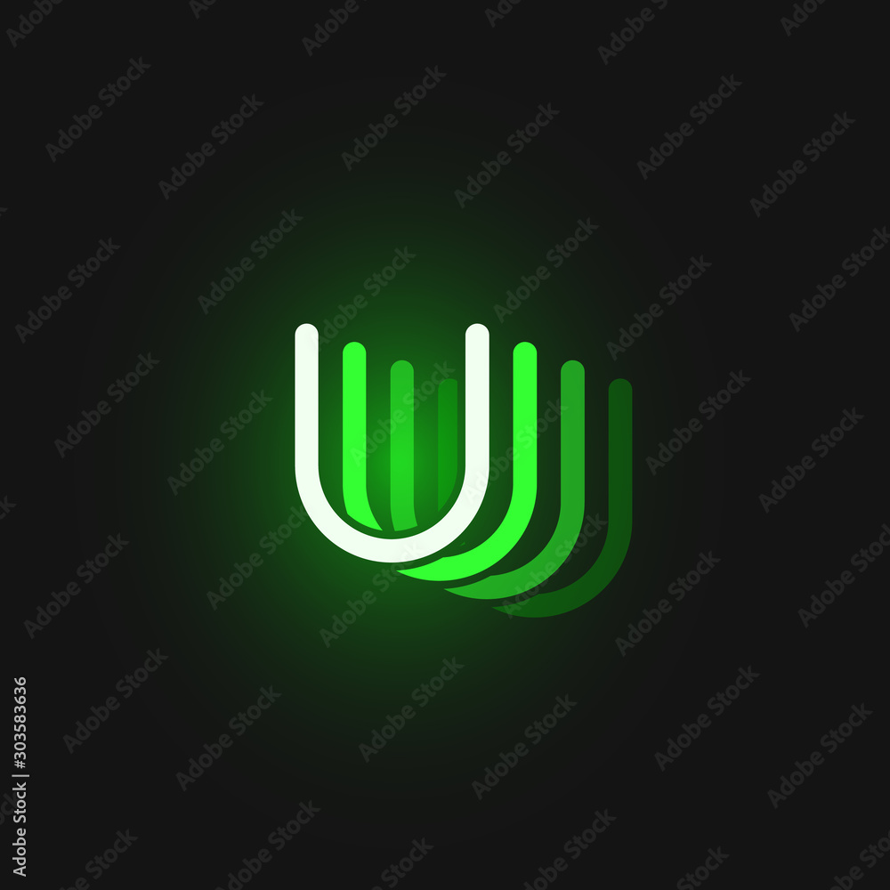 Green neon character font on black background with reflections, vector illustration Green neon character font on black background with reflections, vector illustration