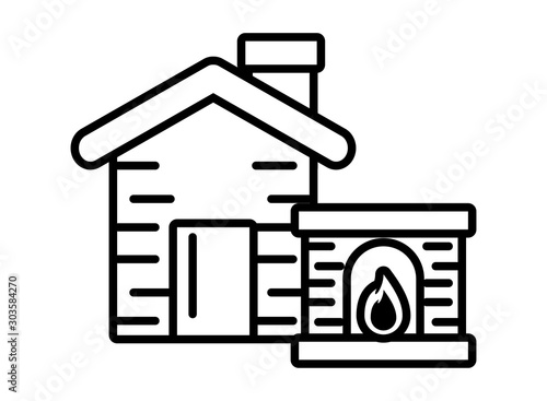 happy merry christmas house with chimney