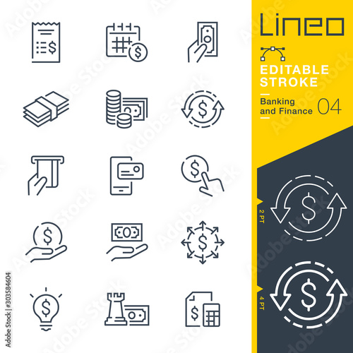 Lineo Editable Stroke - Banking and Finance line icons